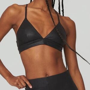 NWOT- ALO Yoga Faux Leather Airbrush Splendor Sports Bra size Small